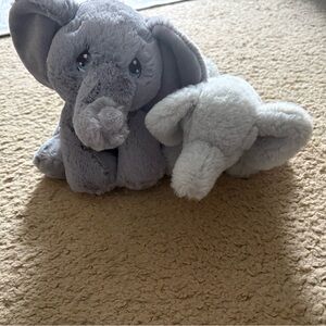 Janie and Jack Soft Gray Elephant Plush rattle and Precious Moments Plush
